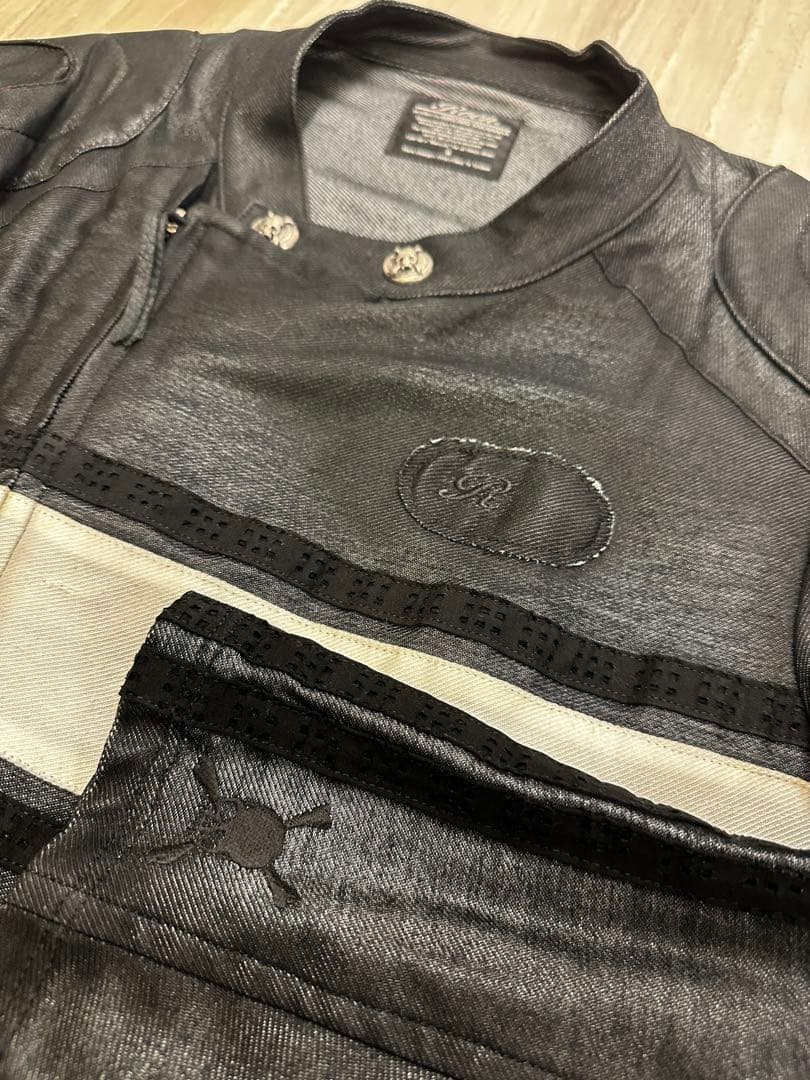 シングルライダースジャケット ブラック/ホワイト