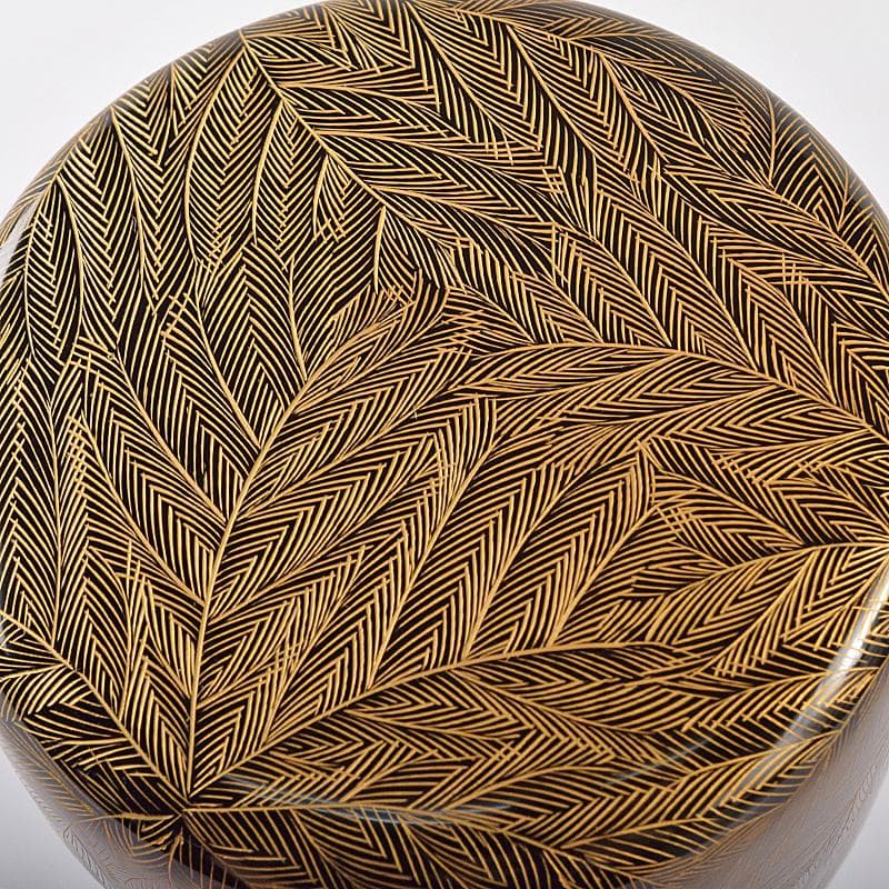 茶道具　輪島塗　峰秀堂　山崖徹郎作　沈金　しのぶ文　棗　共布共箱　V　R7967