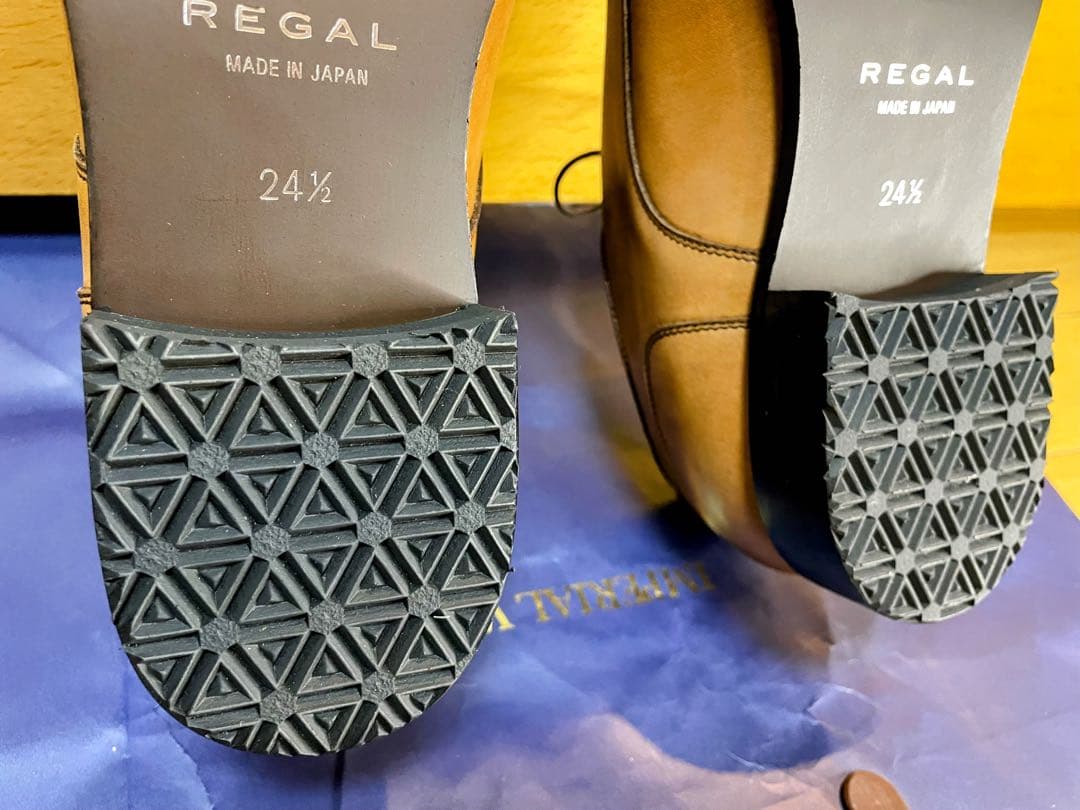 新品最終値下REGAL防滑茶リーガル皮革レザービジネスUチップシューズ24.5