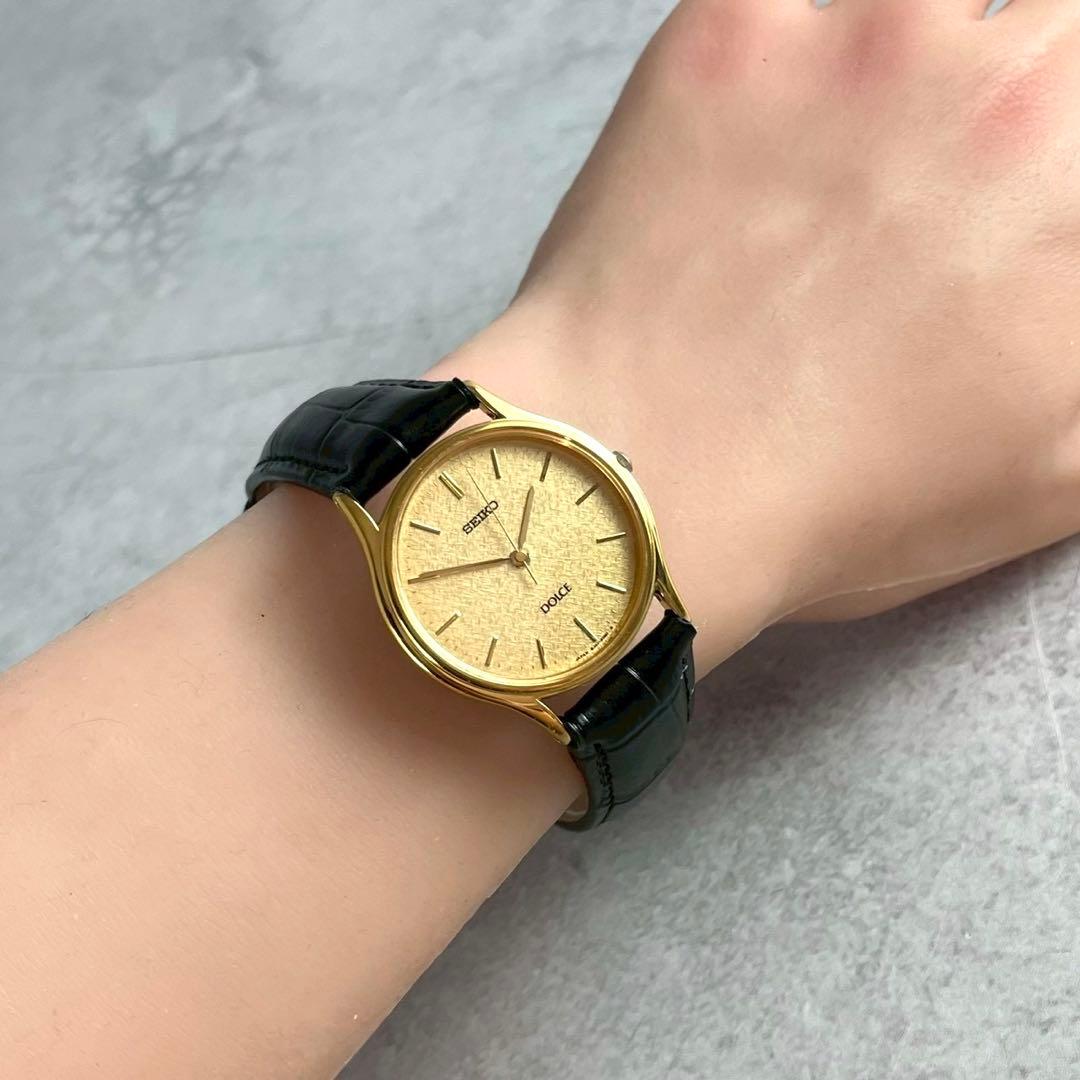 SEIKO ドルチェ ゴールド ブラック 腕時計 セイコー メンズ 稼働