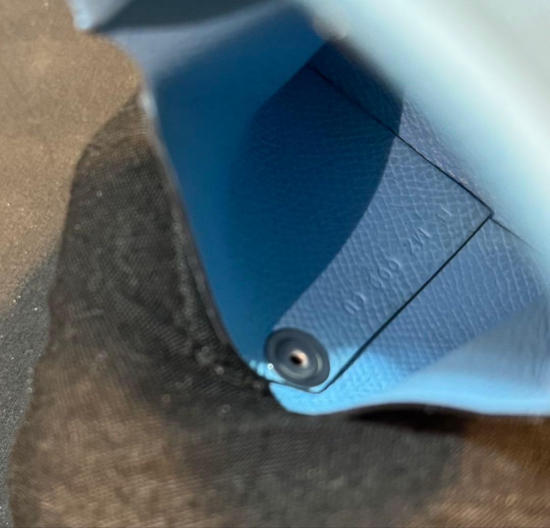 HERMESエルメス 高級レザー ブルー ケース バスティア