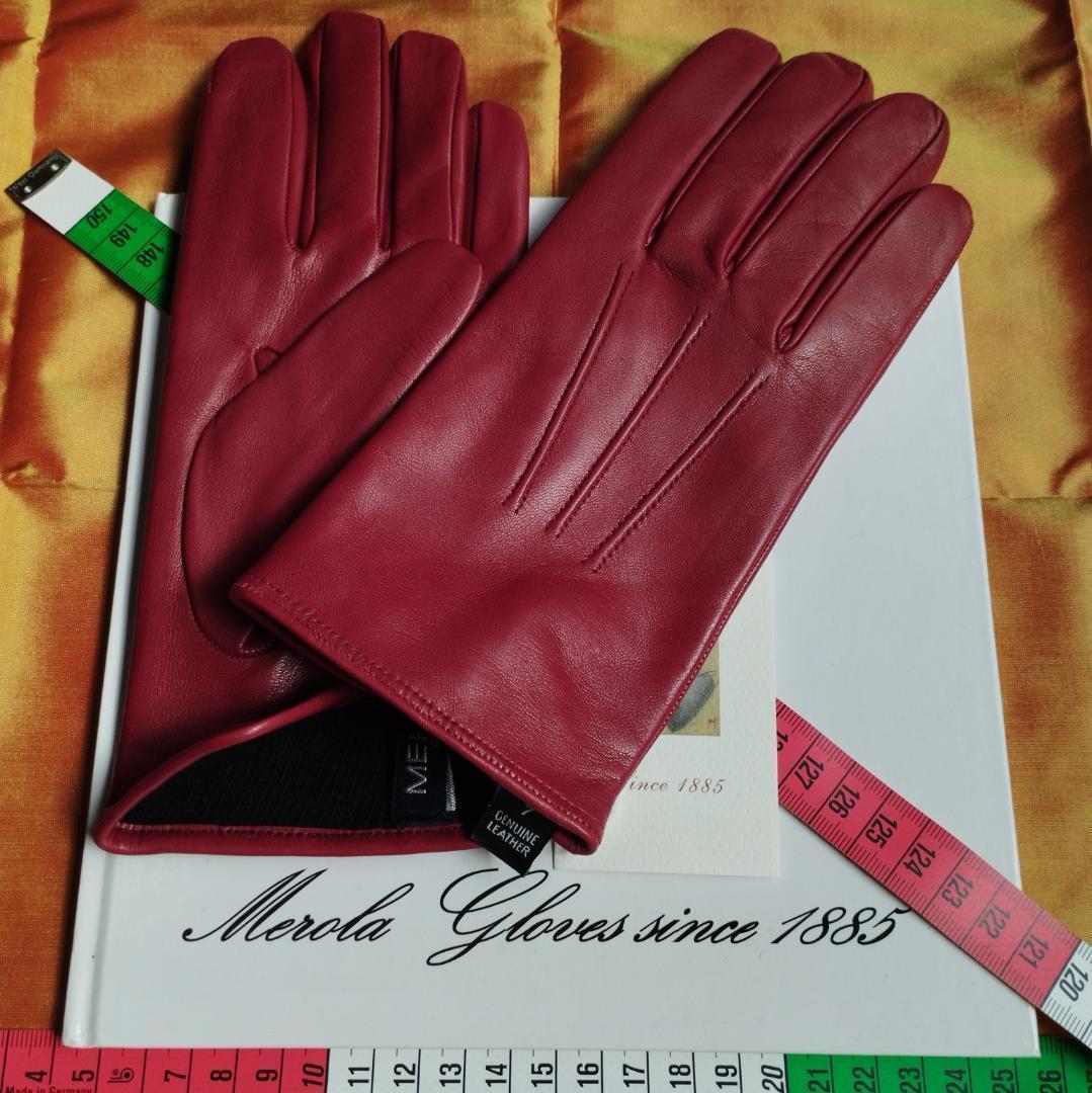 初売り メローラ ナッパルビー色 カシミア黒 グローブ 革手袋 MEROLA
