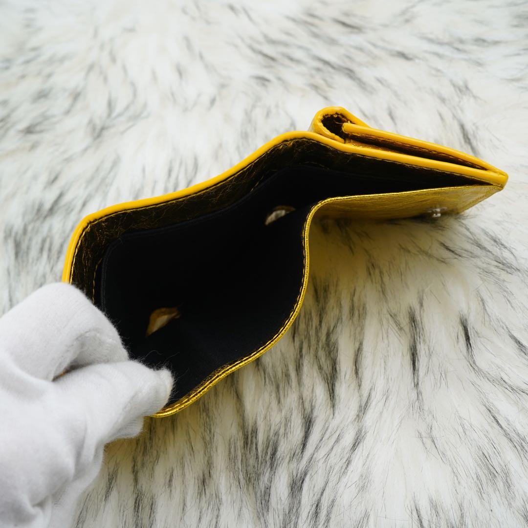 未使用品　BALENCIAGA バレンシアガ　三つ折り財布　ロゴグラム　ゴールド