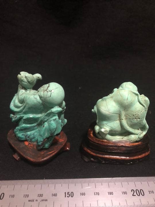 天然石 彫り 人物 置物 2個
