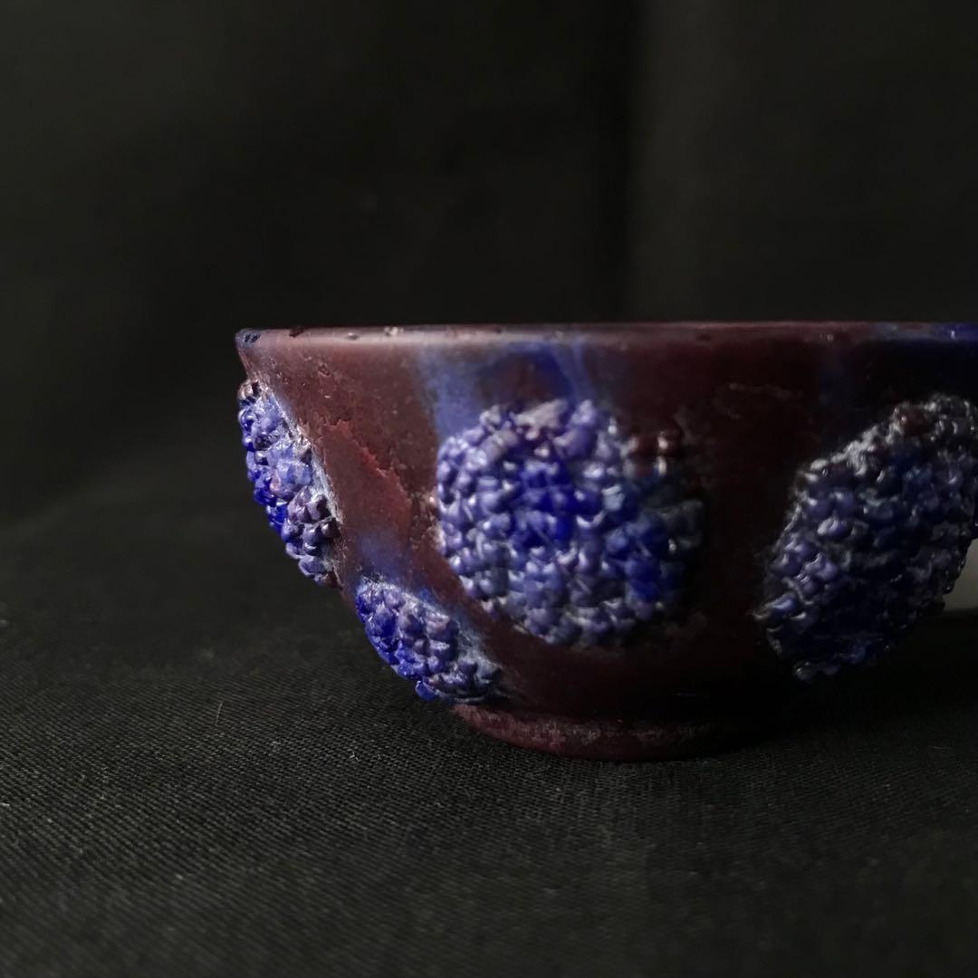 ガラス作家　佐伯泰典作　紫陽花　ぐい呑　パートドヴェール