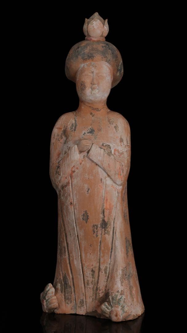 【中国古玩】加彩舞妓俑 加彩婦女俑婦人 俑置物 高さ79㎝ 唐物 古美術 骨董品