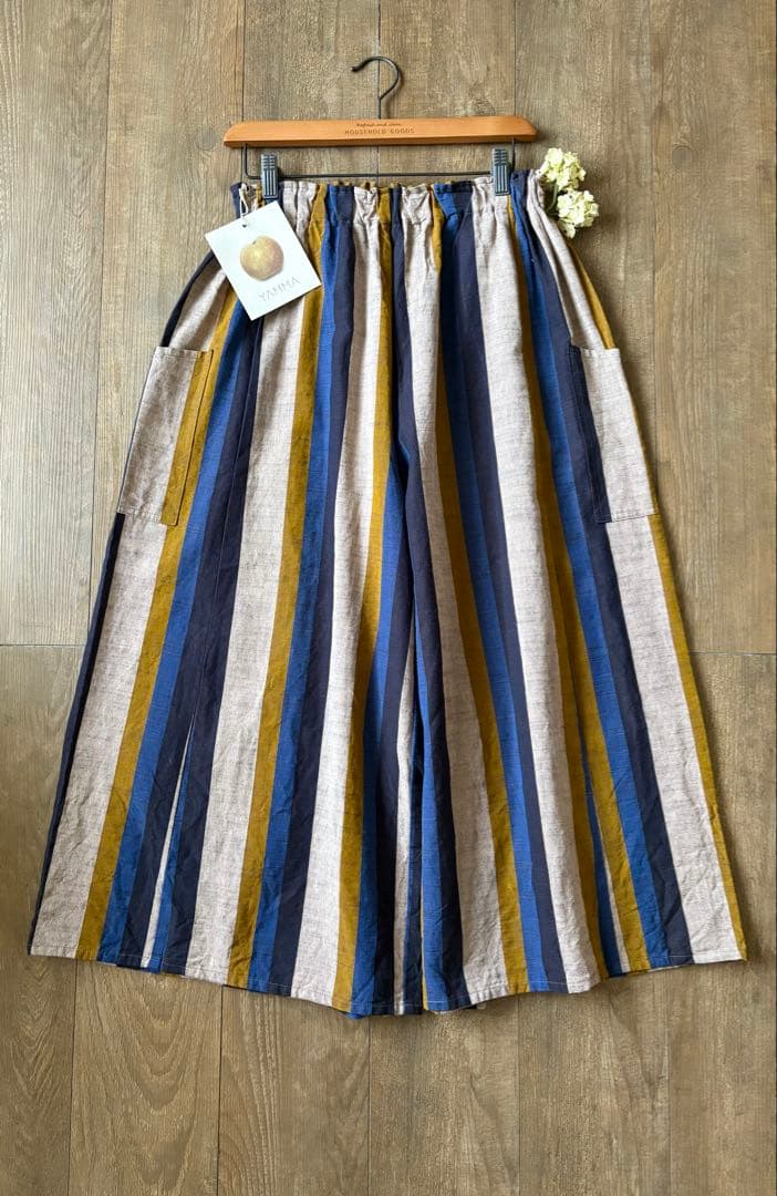 ꕤ極美品ꕤ ヤンマ産業　会津木綿キュロットパンツ　はかま丈 ①のぞみ縞