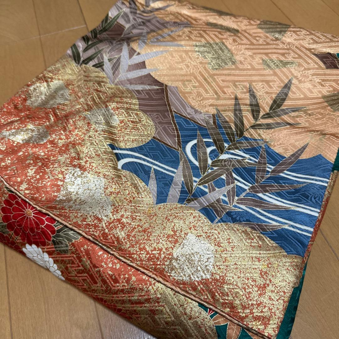 振袖 緑 花柄 帯付き