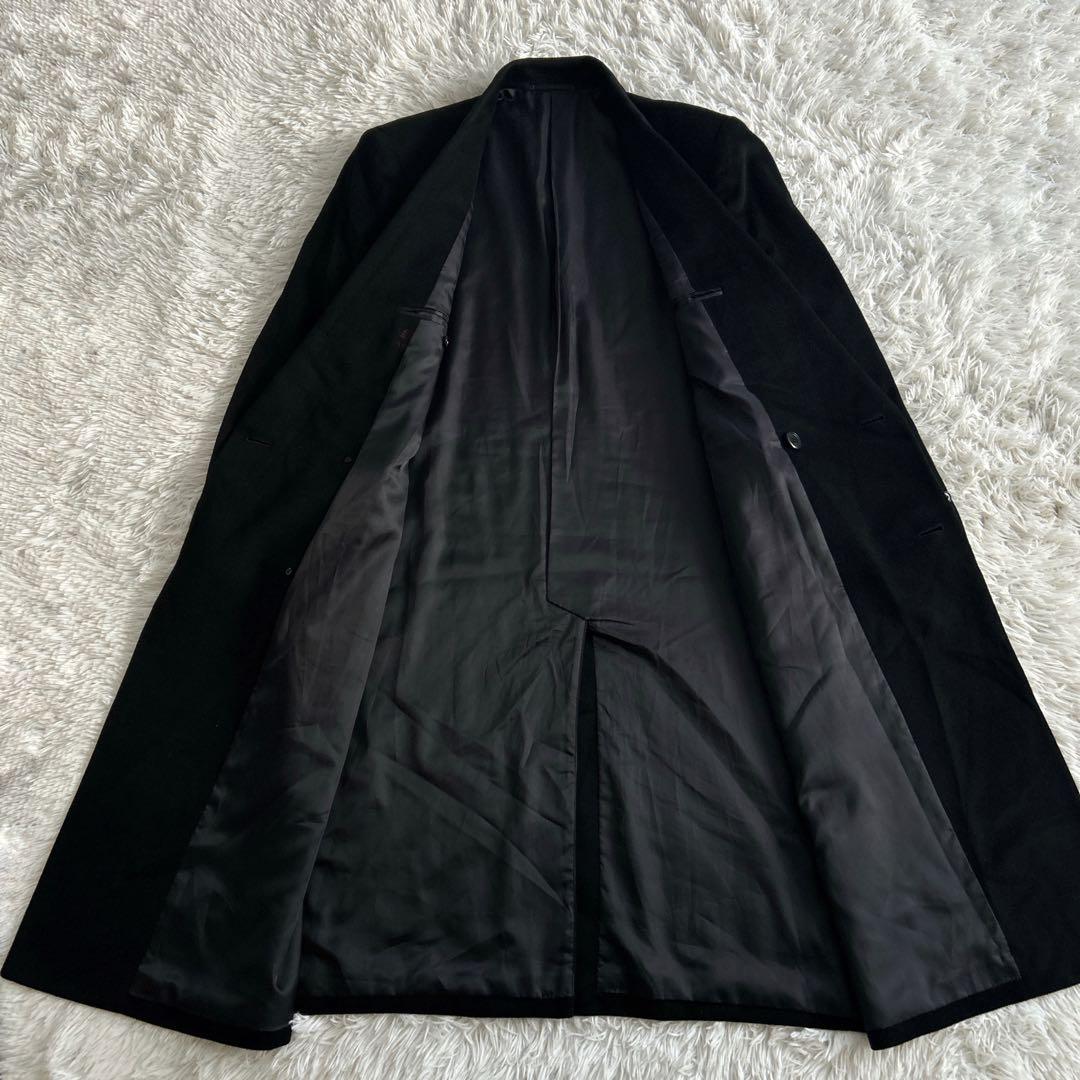 極美品✨ ヴィンテージ カシミヤ100% ダブルロングチェスターコート L 黒