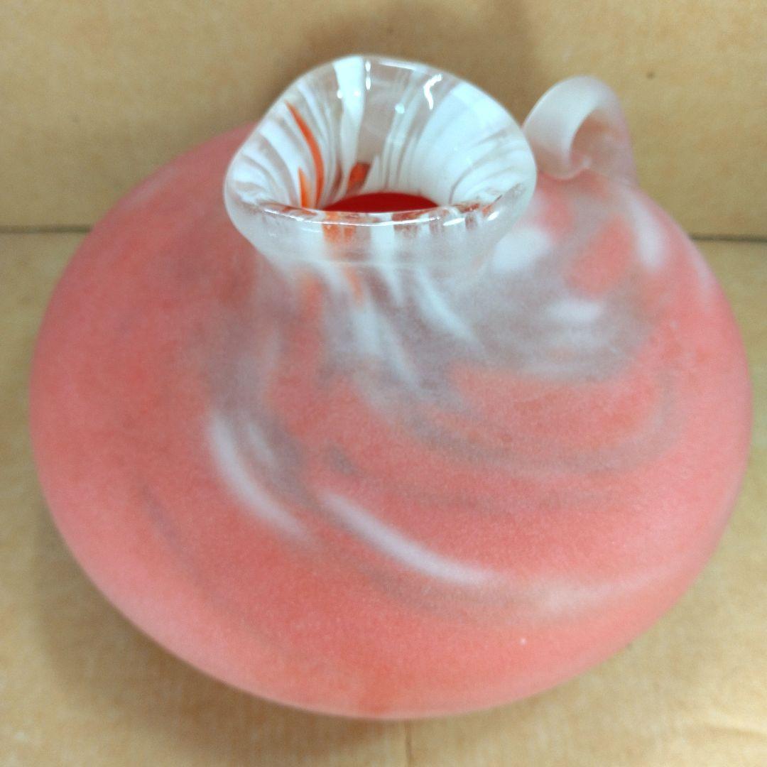 【本物保証】藤田喬平 手吹 花瓶(赤系,耳付) 共箱 美品