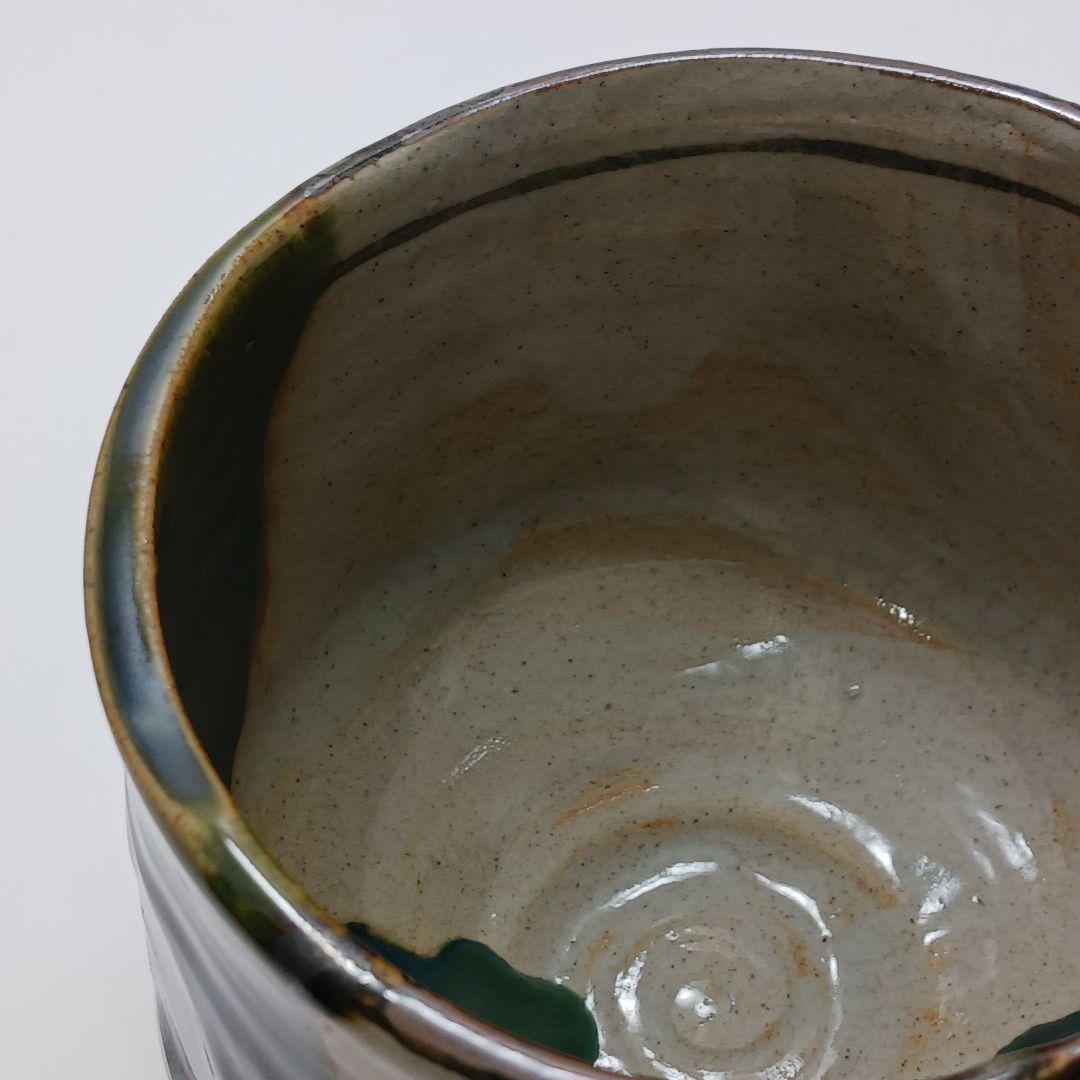 Y2838-3 茶道具 三代 加藤作助 織部茶碗 共箱・仕覆　#11