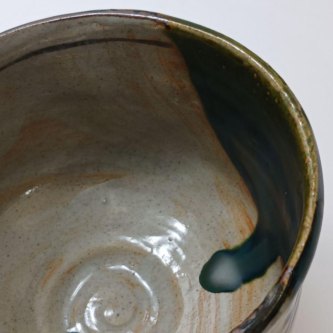 Y2838-3 茶道具 三代 加藤作助 織部茶碗 共箱・仕覆　#11