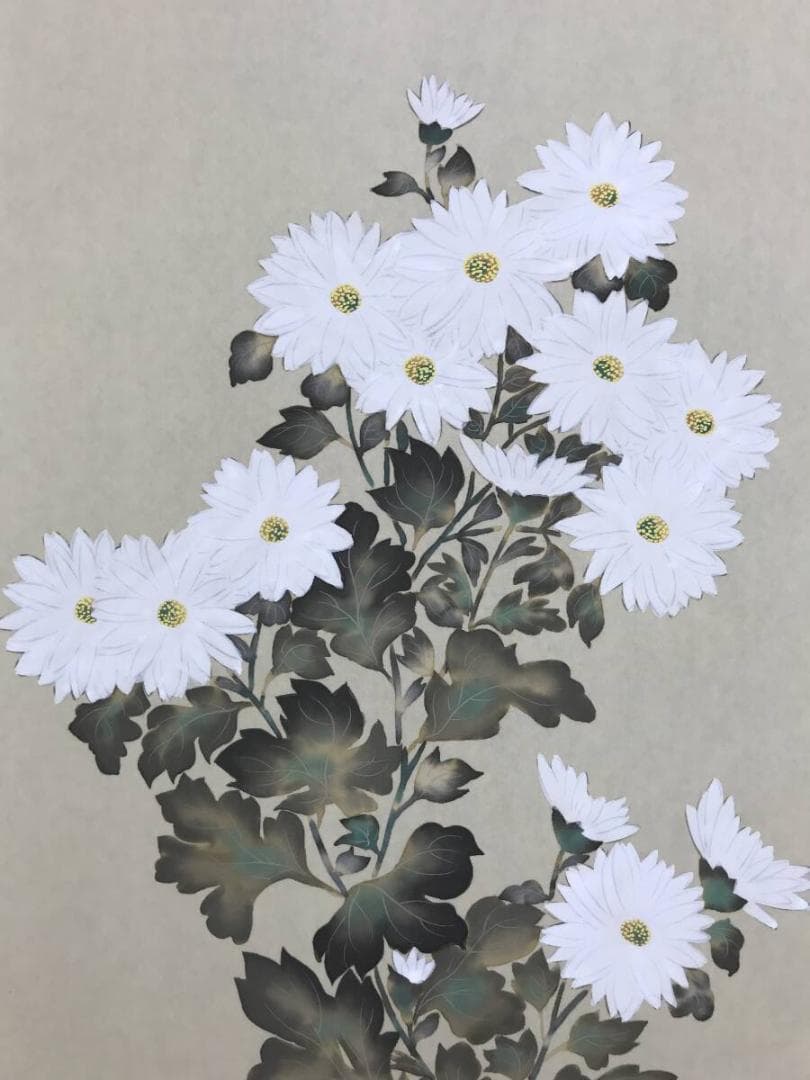 複製/酒井抱一/菊に小禽図/菊に小鳥図/花鳥図/工芸品/掛軸☆宝船☆AH-772