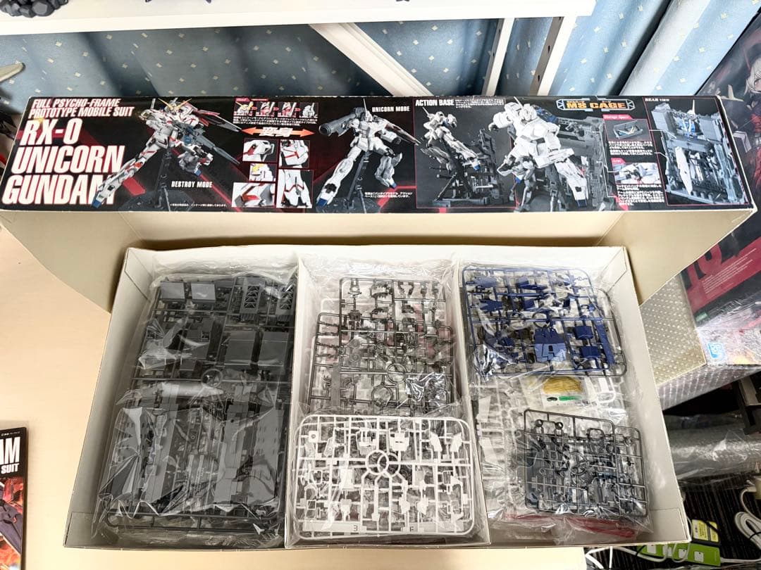 MGユニコーンガンダム HDカラー+MS CAGE +ビームガトリングガン2丁