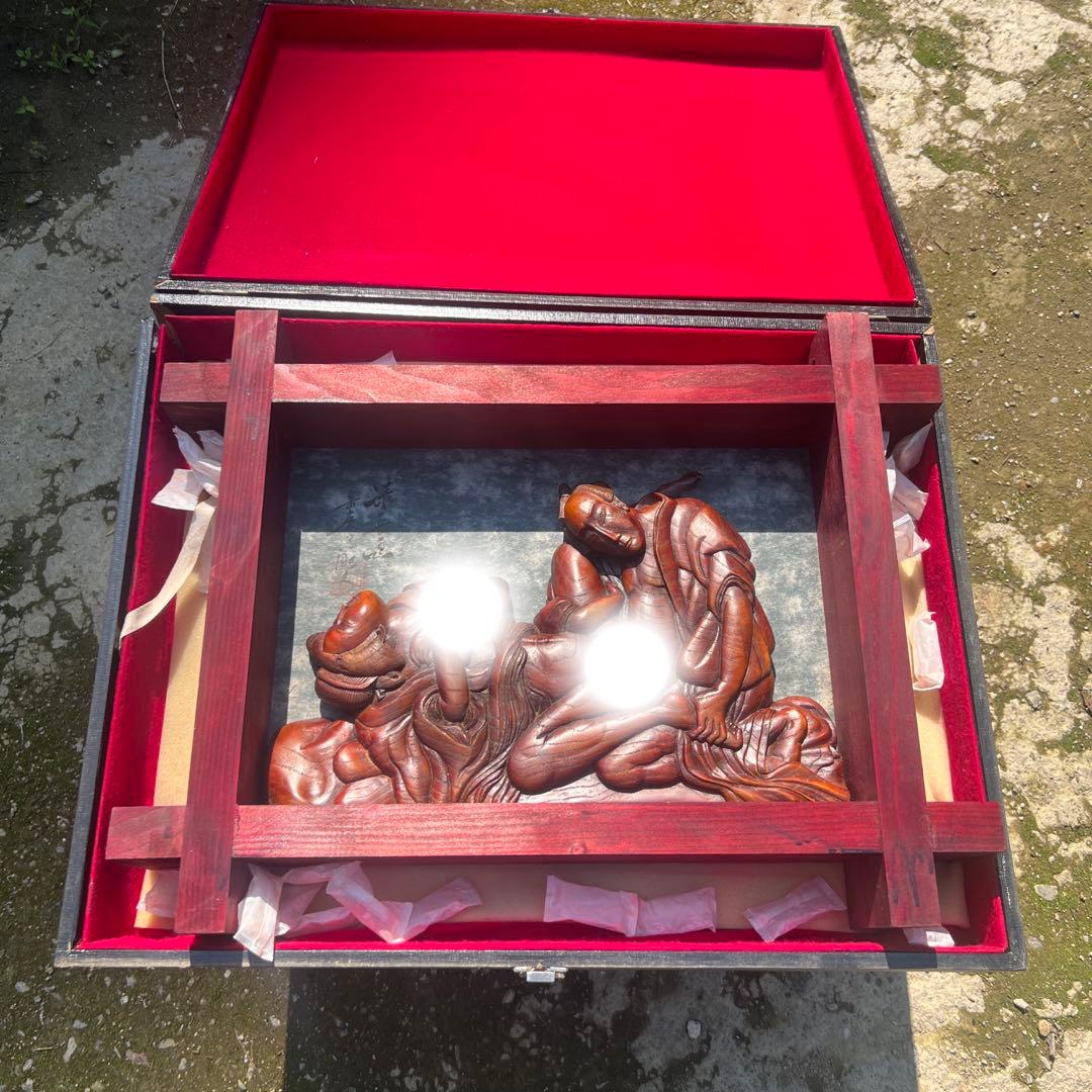 木彫り春画 枕絵 あぶな絵 岳峯字彫之 鳥居清長画