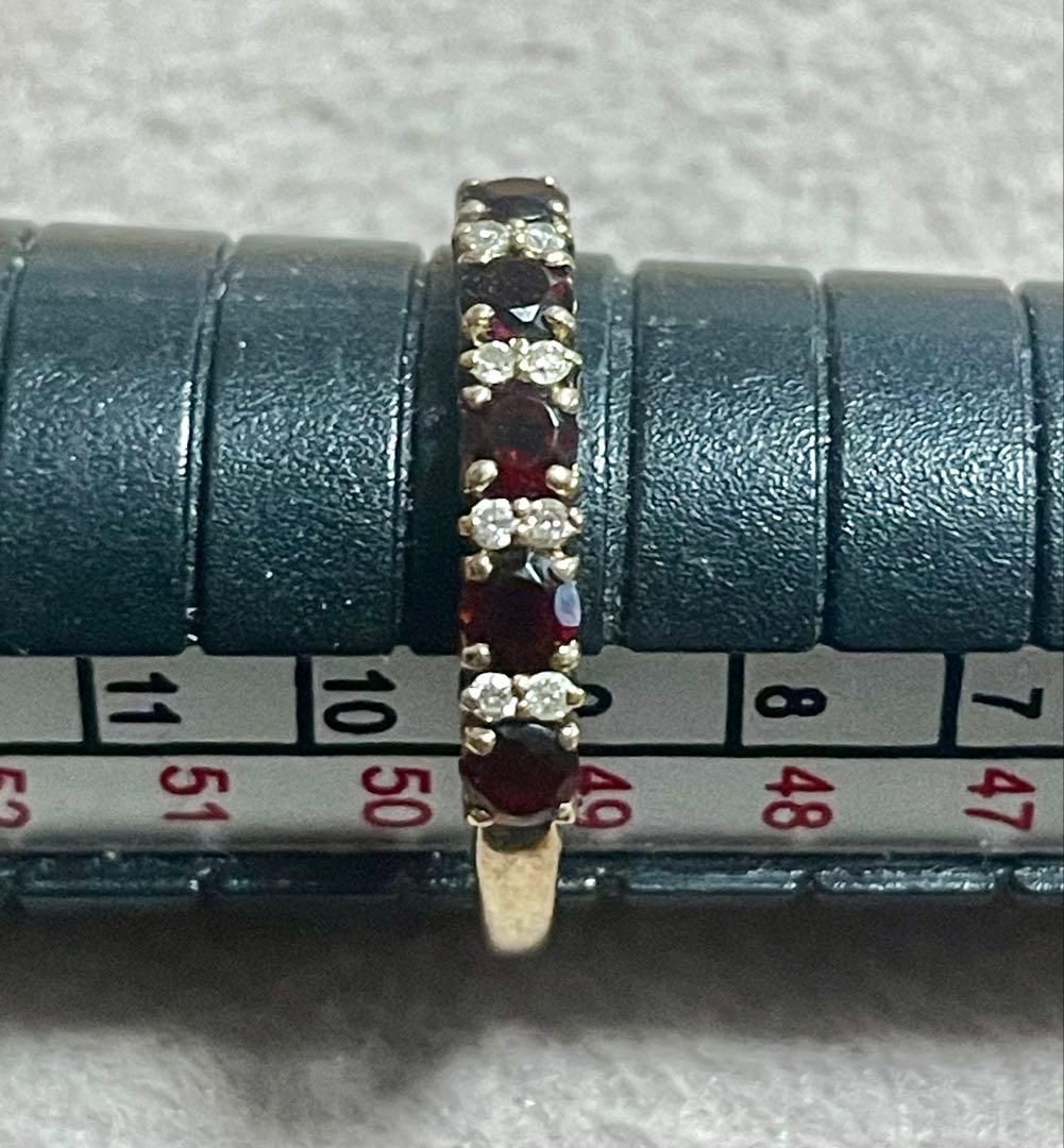 k10金ガーネット＆ダイヤモンドリング　ハーフエタニティ