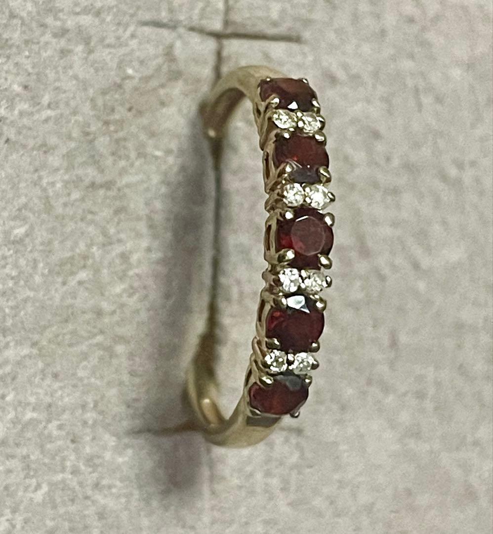 k10金ガーネット＆ダイヤモンドリング　ハーフエタニティ