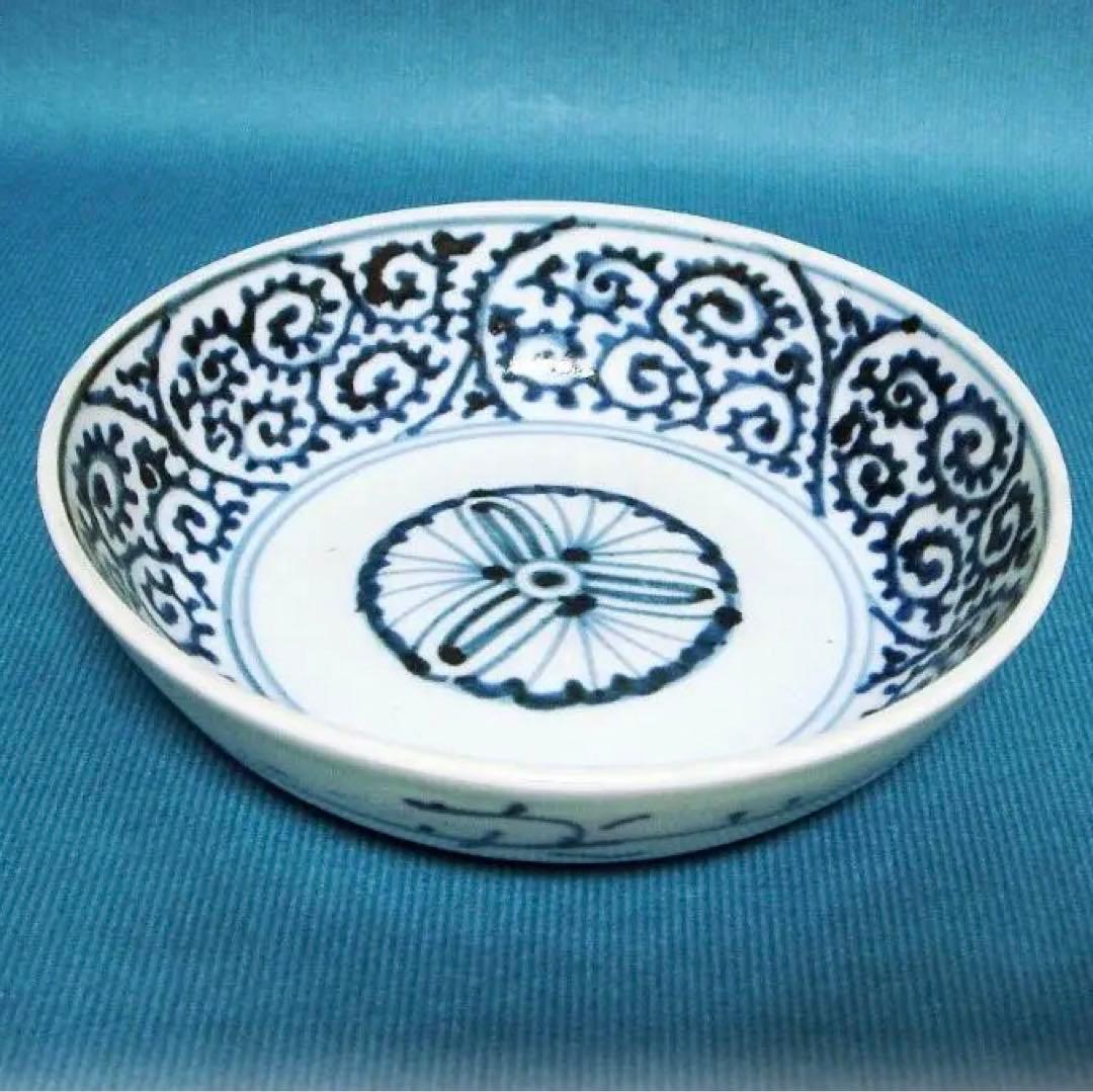 406『染付 蛸唐草文 皿』　/骨董品 古美術 古玩 アンティーク