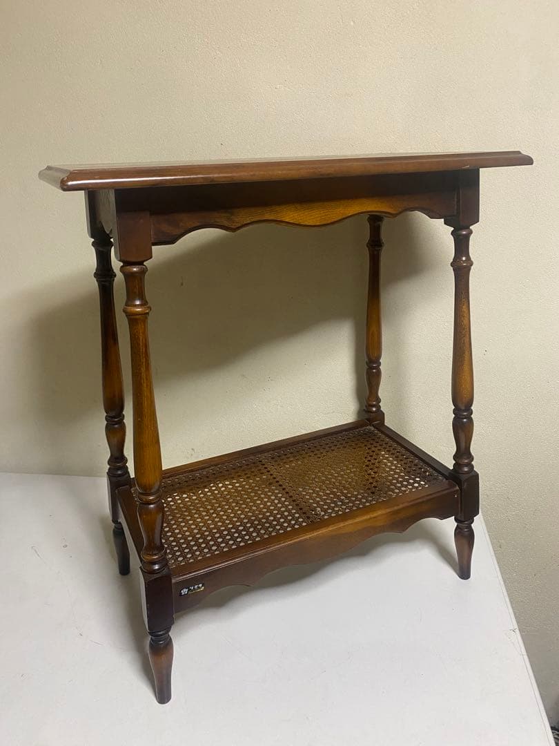 長期自宅保管品 オールドカリモク サイドテーブル 花台 電話台 旧カタカナロゴ