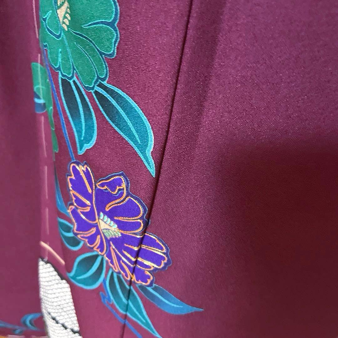 振袖フルセット　プラスサイズ友禅　成人式振袖　振袖　裄丈71 しつけ糸付き