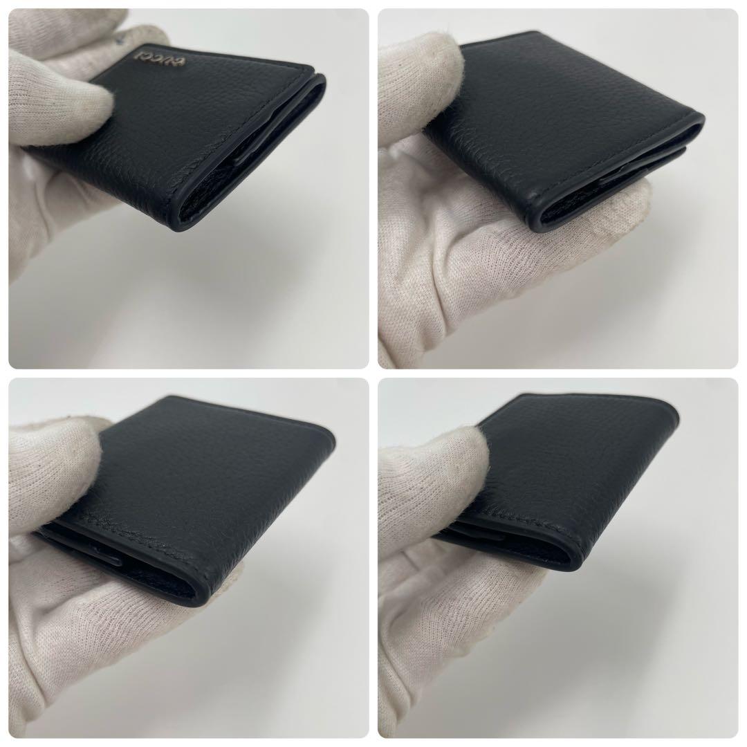 【✨極美品 現行】GUCCI ケース メタルロゴ シボ革 ブラック