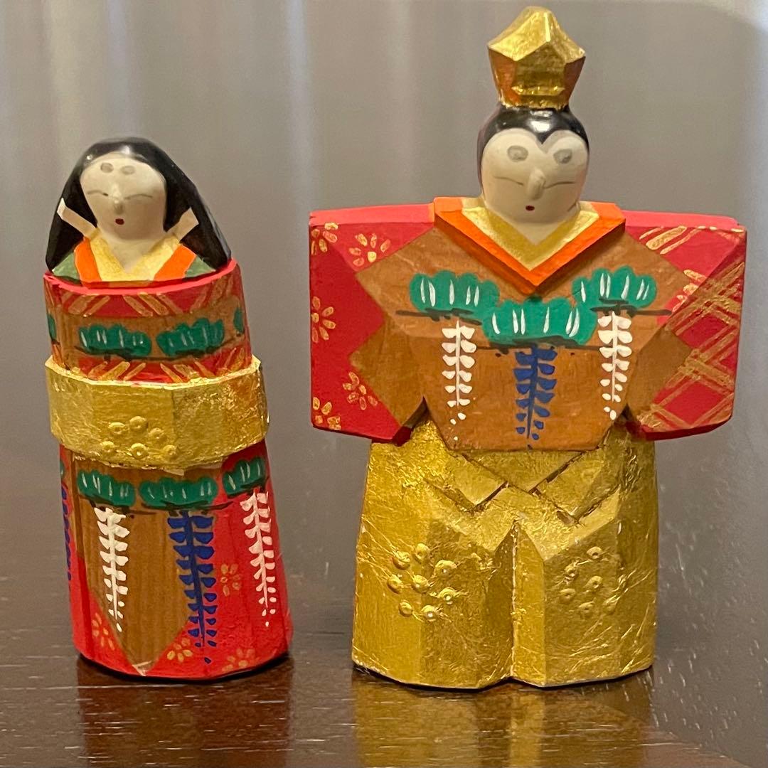 h*i様 雛人形　立雛　奈良人形　一刀彫　染川宗進　白鹿園　作家直筆の木箱付き