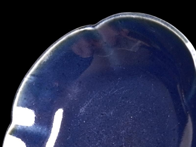 古伊万里　瑠璃　輪花小皿　３寸半皿　２枚　C734AS-DCg