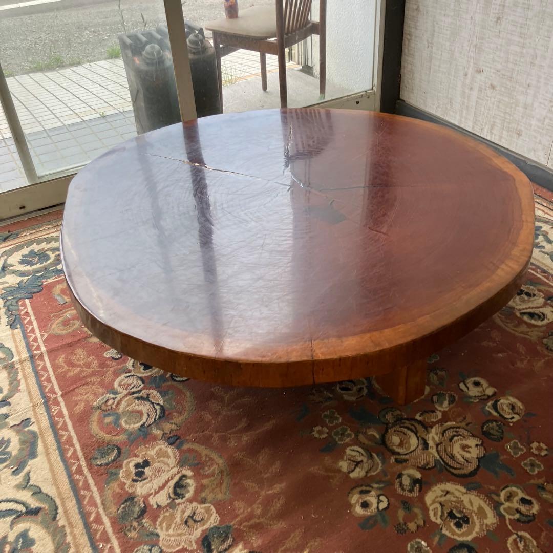 昭和レトロ 銘木 欅材 一枚板 大型座卓 円卓 センターテーブル サイドテーブル