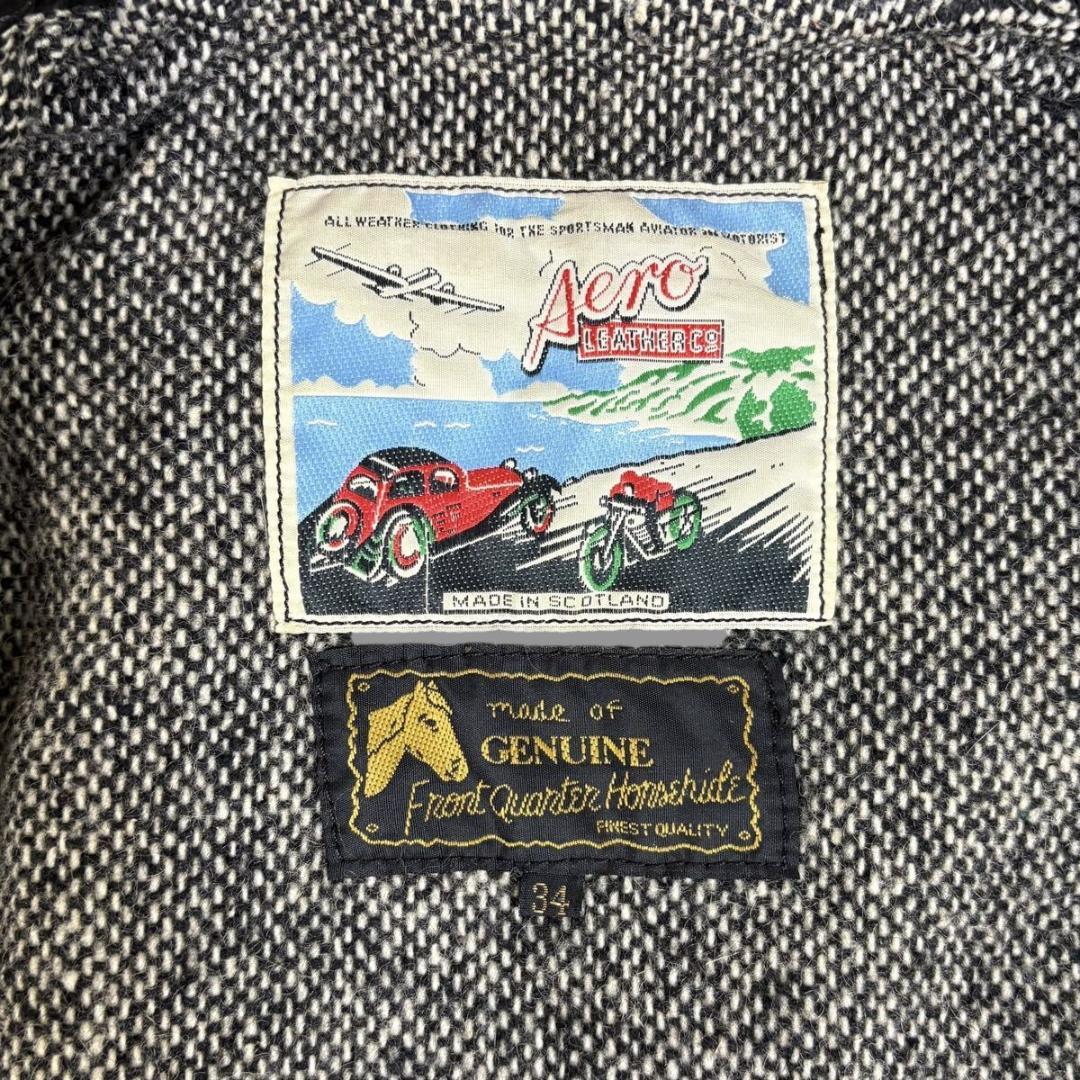 エアロレザー レザー ジャケット ハイウェイマン 茶芯 34 英国製