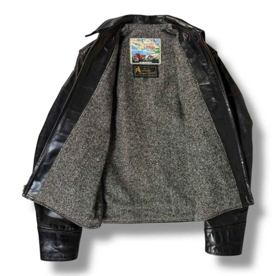エアロレザー レザー ジャケット ハイウェイマン 茶芯 34 英国製
