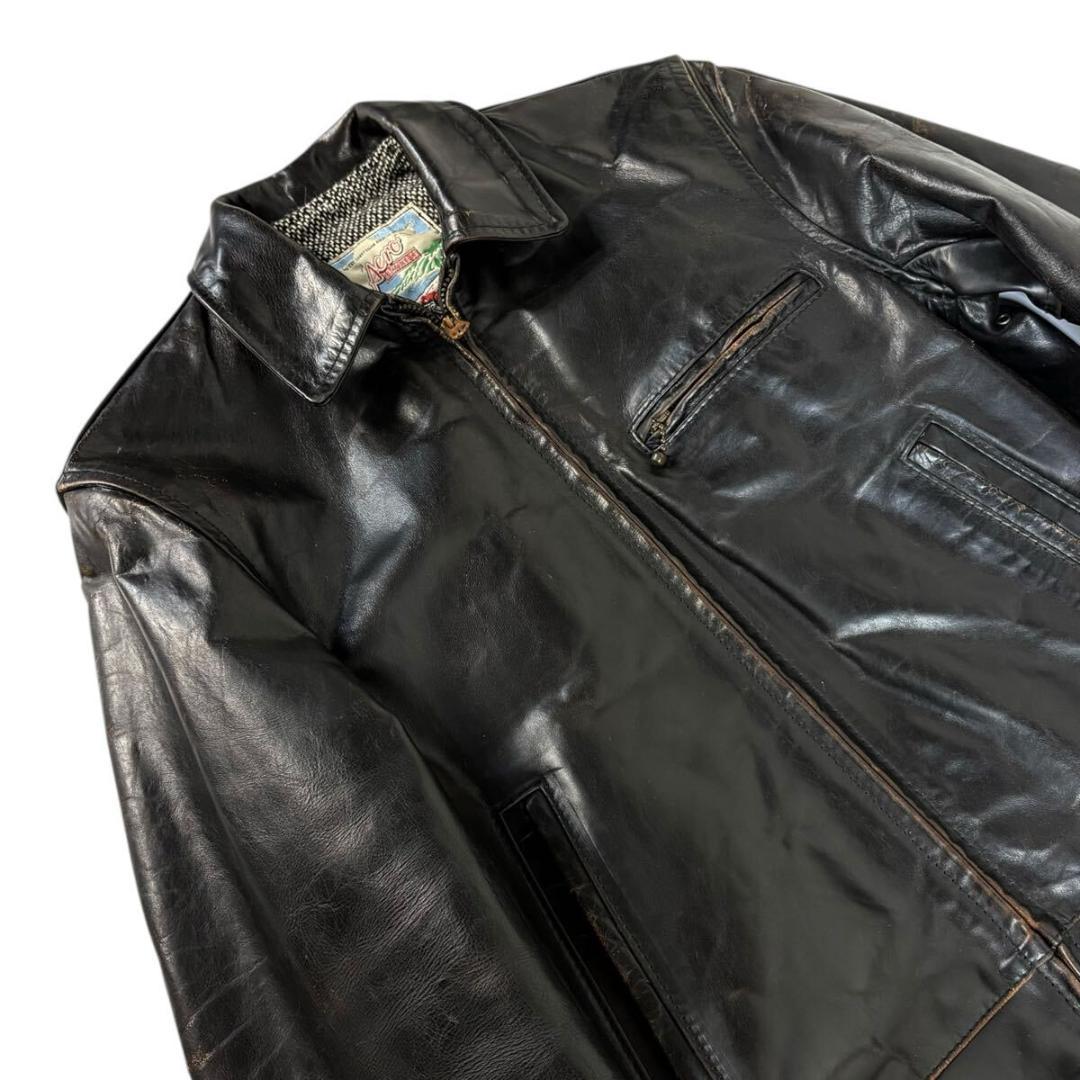 エアロレザー レザー ジャケット ハイウェイマン 茶芯 34 英国製