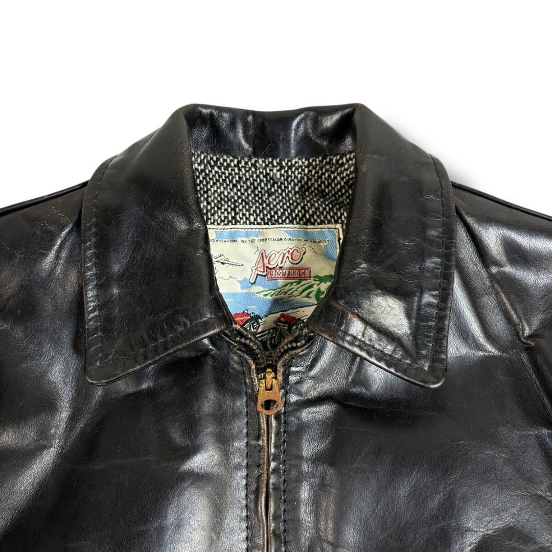 エアロレザー レザー ジャケット ハイウェイマン 茶芯 34 英国製