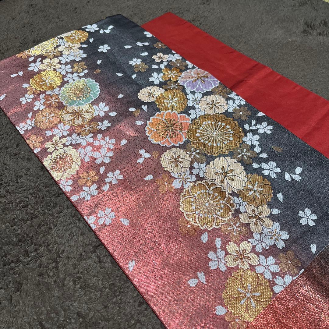 振袖セット　帯、帯締め、帯揚げ、重ね襟　　身丈165 裄丈70 袖丈113