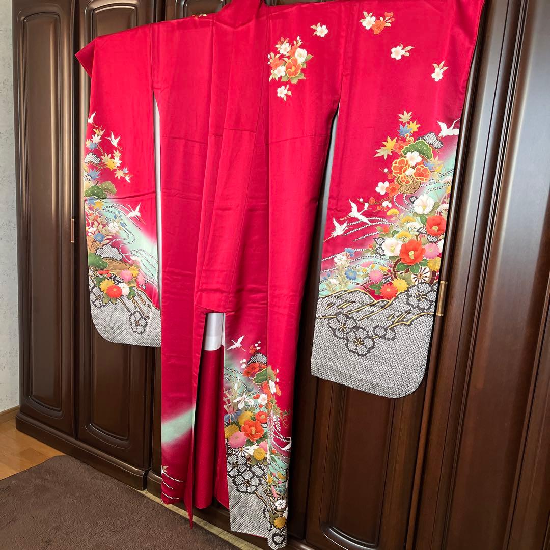 振袖セット　帯、帯締め、帯揚げ、重ね襟　　身丈165 裄丈70 袖丈113