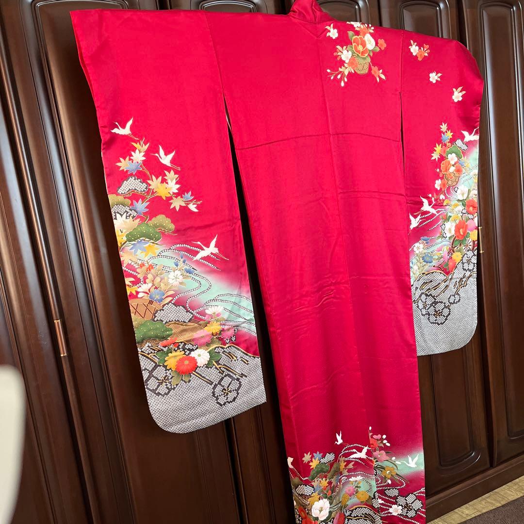 振袖セット　帯、帯締め、帯揚げ、重ね襟　　身丈165 裄丈70 袖丈113