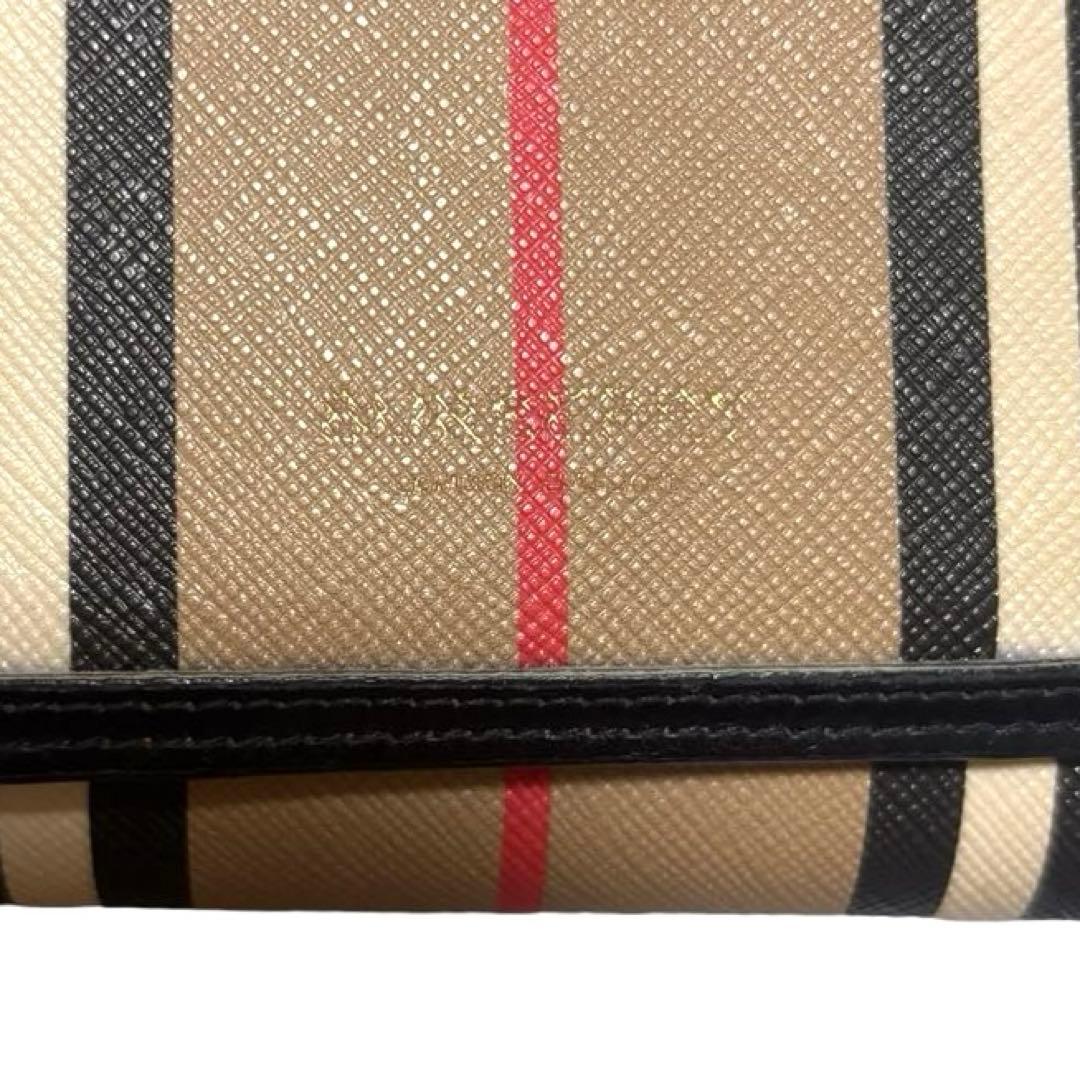 人気　美品　バーバリー　折り財布　PVC　マルチカラー　ストライプ　ノバチェック