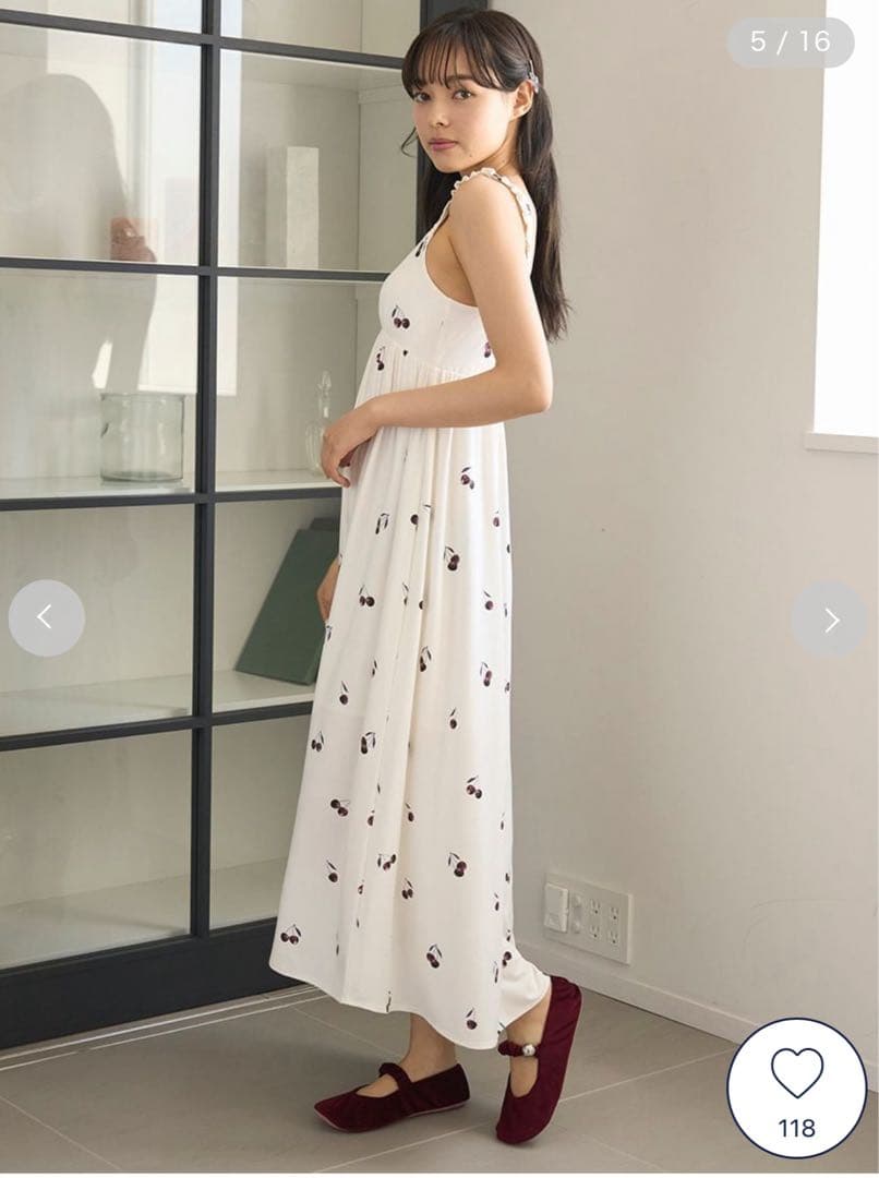 gelato pique ジェラピケ 【接触冷感】チェリー柄ワンピース ピンク