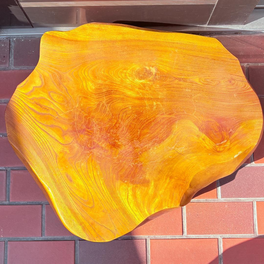 レトロ 木製 天然木 一枚板 脚付き 花台 座卓 台座 飾り台 無垢 道具