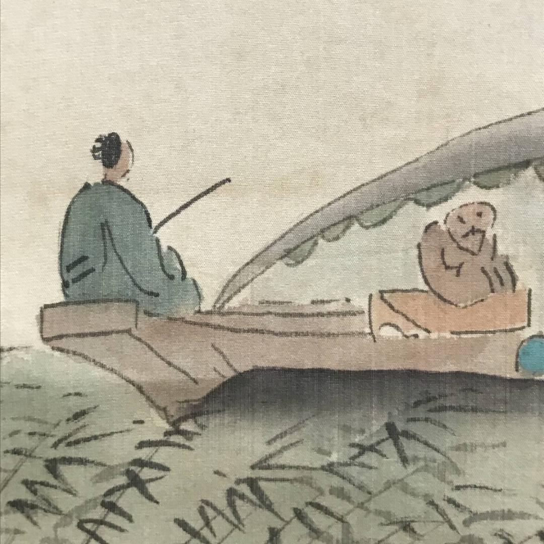 【真作】竹邨/赤壁画賛/山水人物画賛/掛軸/名家伝来/AB-893