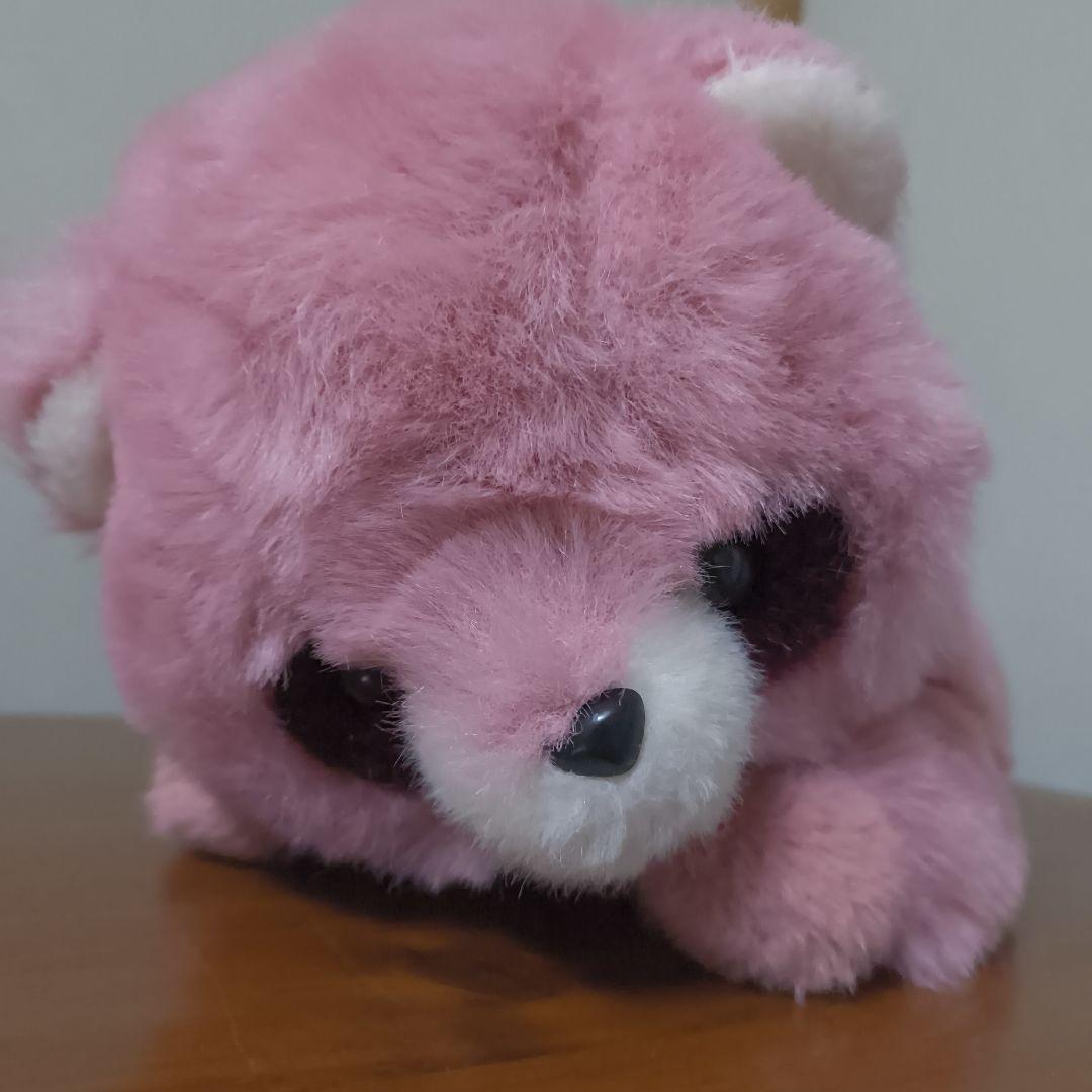 ぬいぐるみの三英 たぬき 昭和レトロ　あらいぐま　当時物　ピンク色　日本製