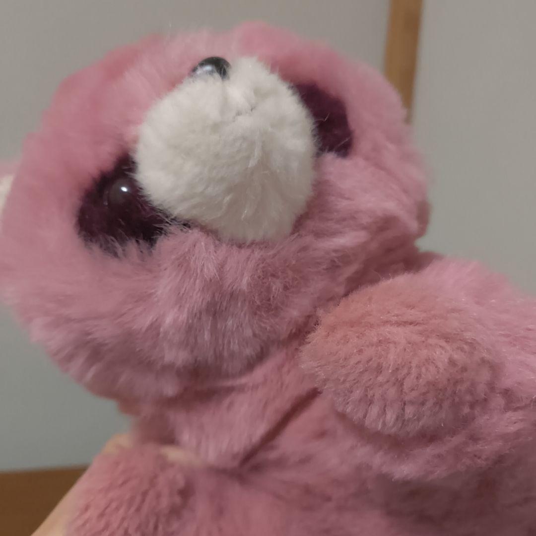 ぬいぐるみの三英 たぬき 昭和レトロ　あらいぐま　当時物　ピンク色　日本製