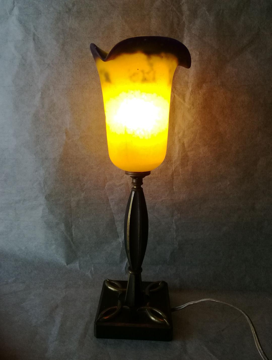 逸品アンドレ·ドラット　ヴィトリフィカシオン　彩色ブロンズ　ライト　アンティーク