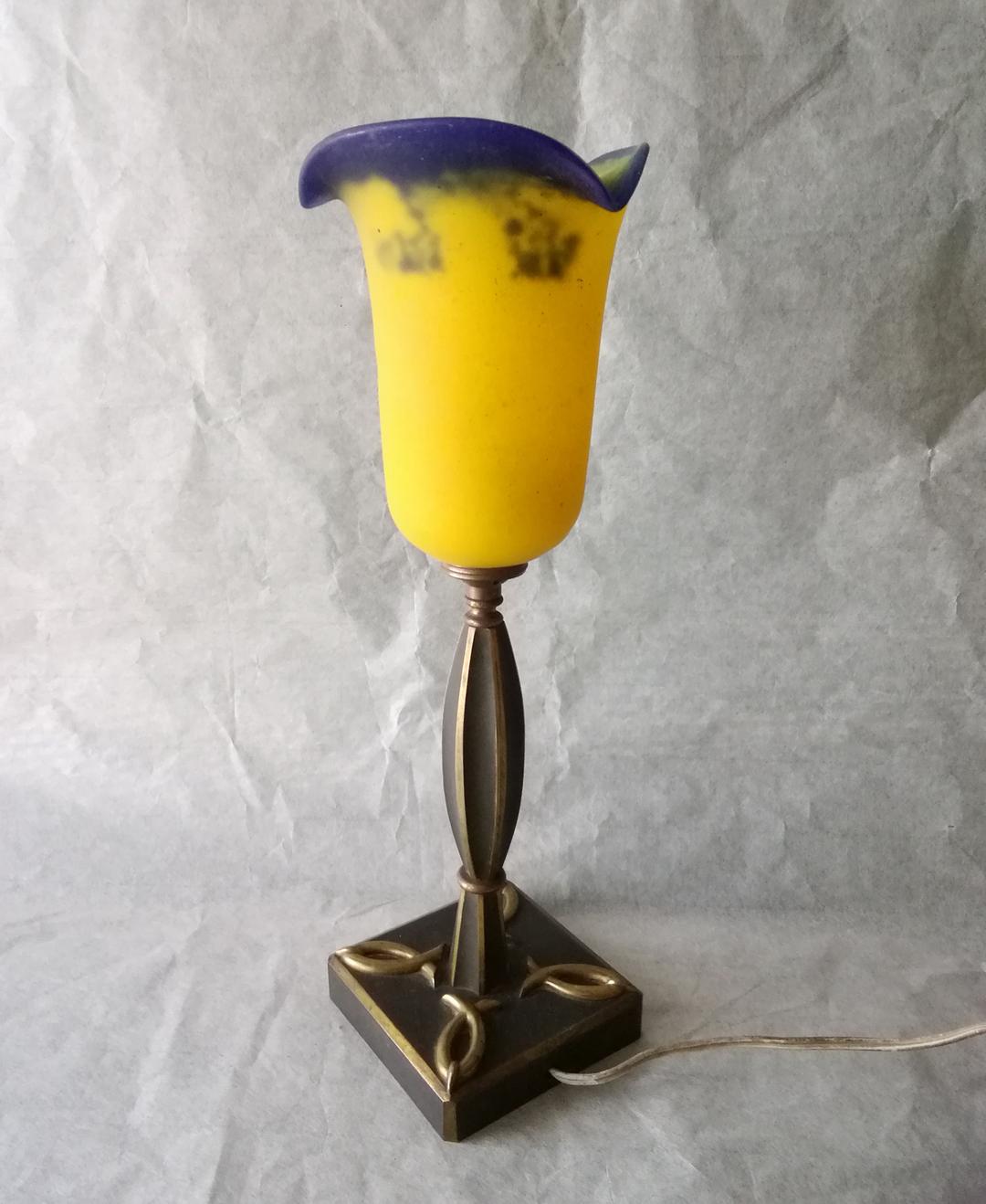 逸品アンドレ·ドラット　ヴィトリフィカシオン　彩色ブロンズ　ライト　アンティーク