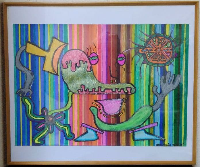 絵画　スマイルメーカー　額縁付き　原画