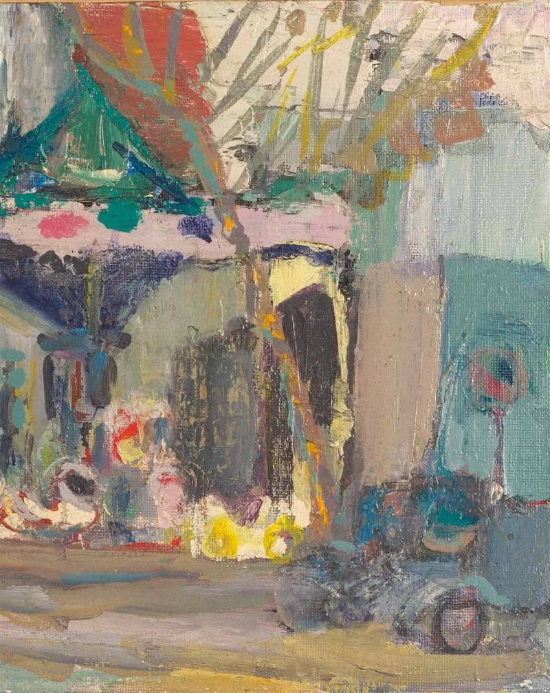 長谷川利行　油彩　肉筆『新宿風景』サイン　有島生馬収蔵　M5号　額無　b525