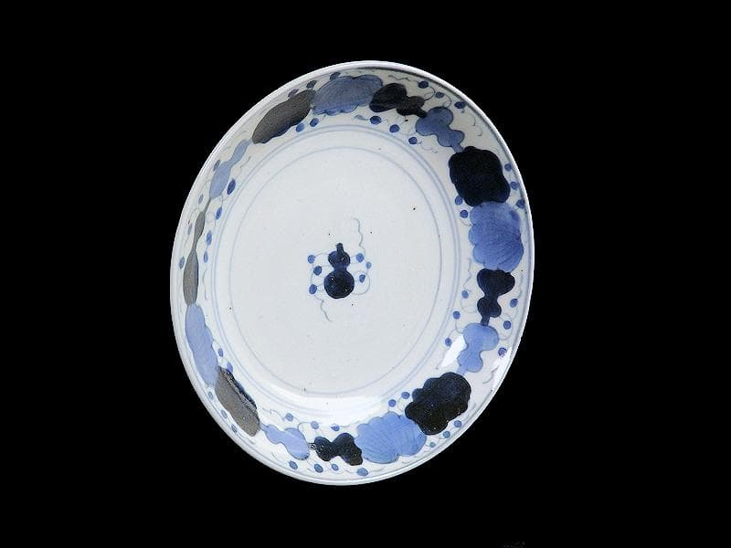 くらわんか　染付　瓢箪に葉紋様の図　５寸半皿　E523AS-CIg