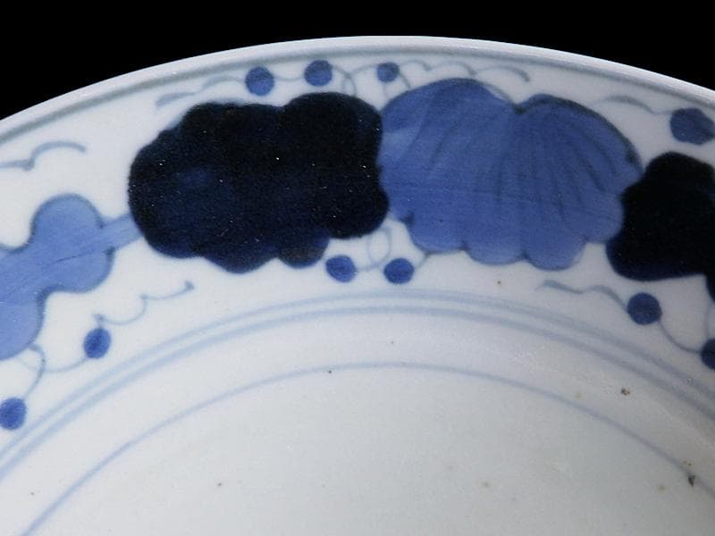 くらわんか　染付　瓢箪に葉紋様の図　５寸半皿　E523AS-CIg