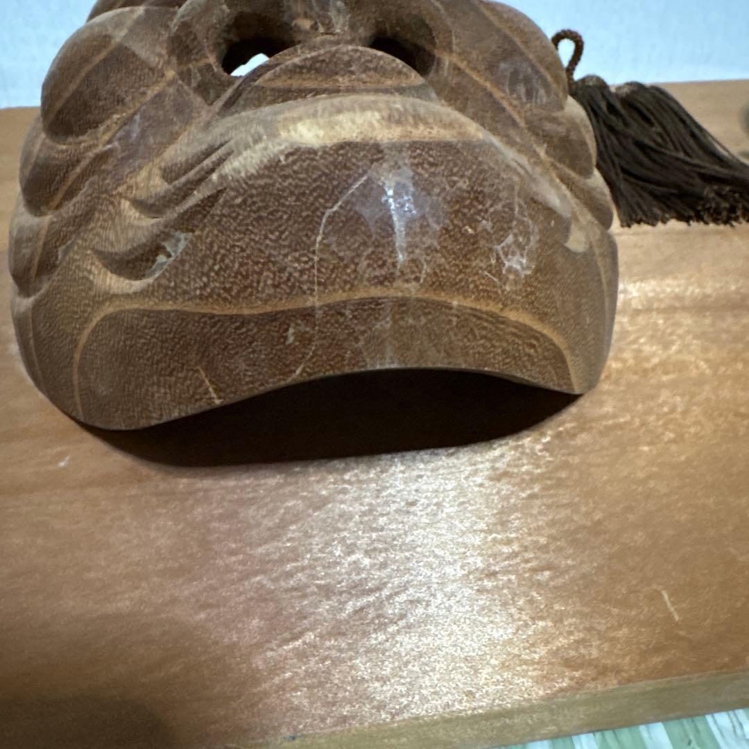 備中神楽面　上田春山作　壁掛け　能面　爺　婆　木彫　伝統工芸品　縁起物　翁