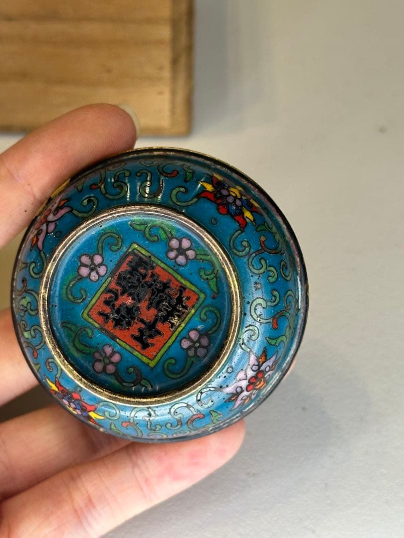 乾隆年製 香合 七宝焼 中国美術 骨董品 茶道具 共箱付