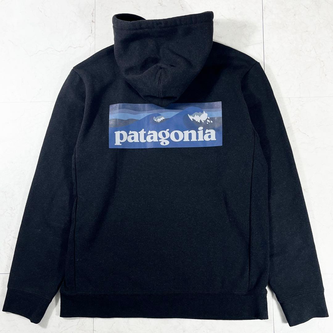 ✨美品 パタゴニア 24年モデル ロゴ パーカー 内フリース ◎保温 ブラック